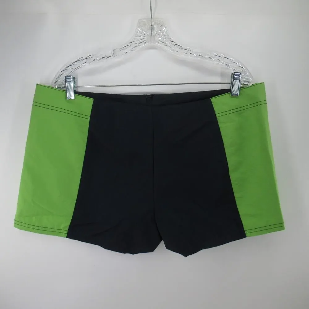 Nautica Swim Trunks Shorts Men XL Green Charcoal Nylon Front Zip